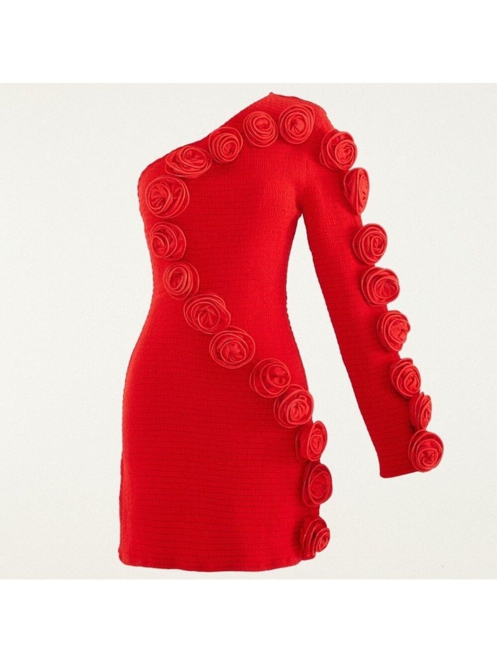Farm Rio Red Roses One-Shoulder Slim Mini Dress - Picture 10 of 10